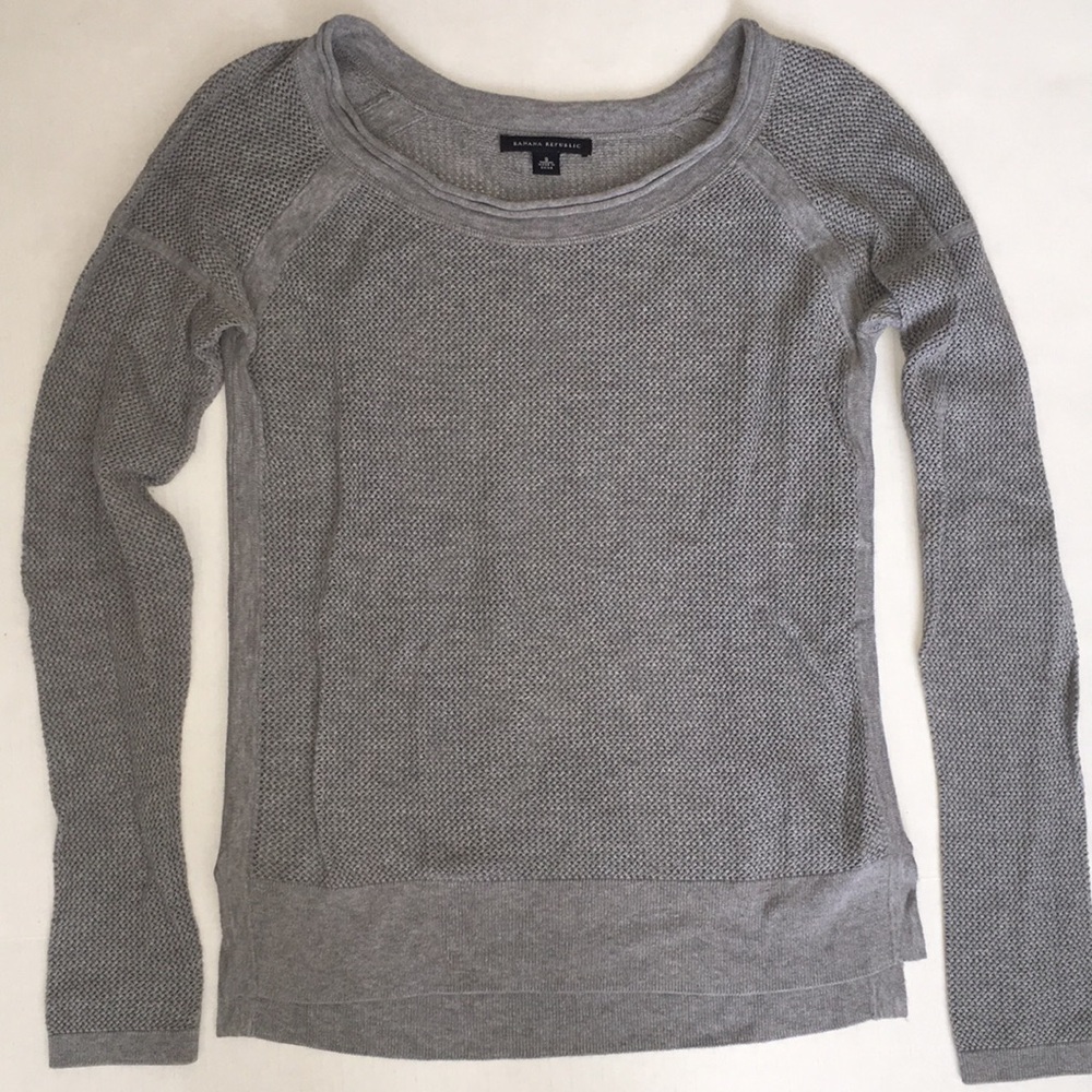 Banana Republic Gray Lightweight 100% Cotton Boat Neck Sweater | Size S